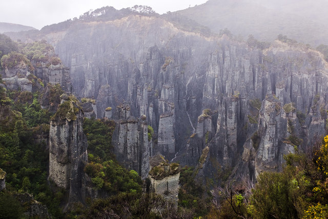 The pinnacles cover in mysterious mist