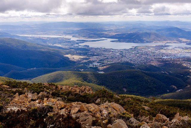 A view of Hobart from Mt Wellington
