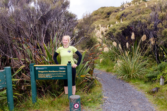 Beginning of the Tongariro Northern Circuit -- Bara is fresh and excited