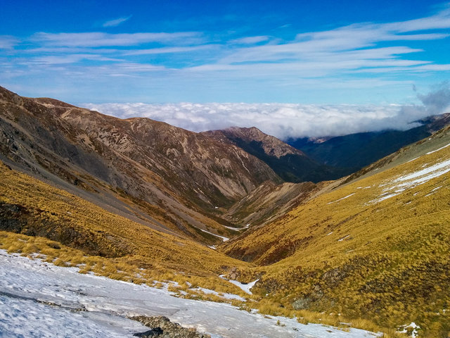 Waiting on the scenic chairlift on the bottom of Mt. Hutt ski resort