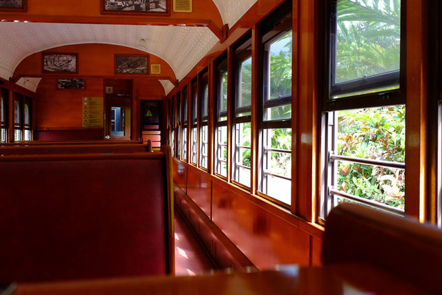 An interior of the historic train