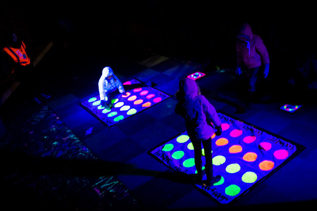 Kids playing light twister at Waterfront