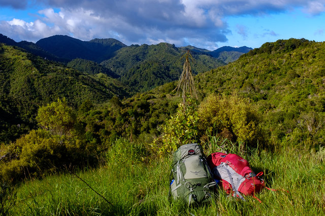 A little rest on green clearing with nice views of Aorangi Range