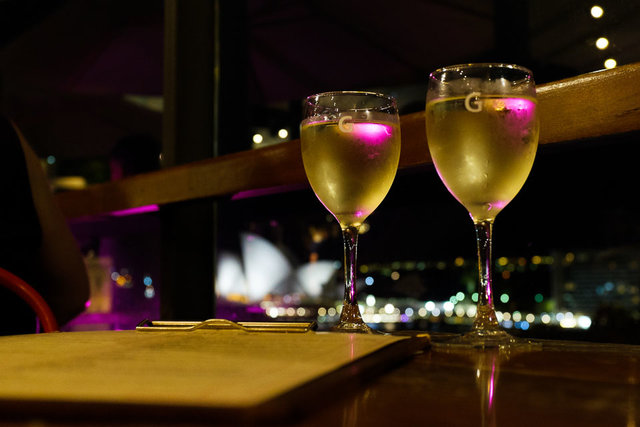 We enjoyed a nice glass of wine with view of Sydney opera