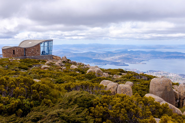 Sheltered lookout on Mt Wellington