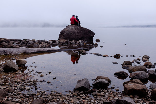 Cold misty morning at Lake St Clair