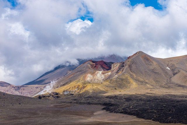 The Red Crater out of clouds