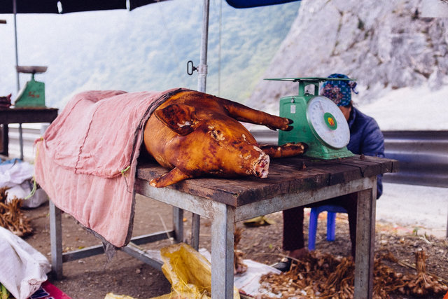 A snack break on the way to Moc Chau