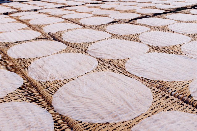 Rice paper drying on the sun