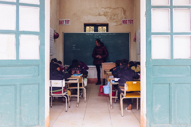 Kids taking a lesson at local school -- Muong Hoa Valley