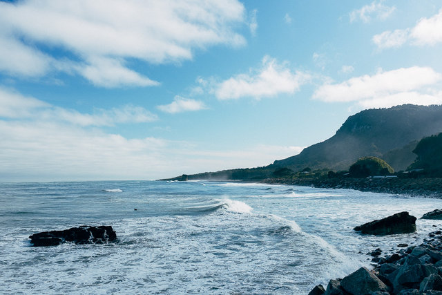 A bit of backwash coming from the rocks on high tide